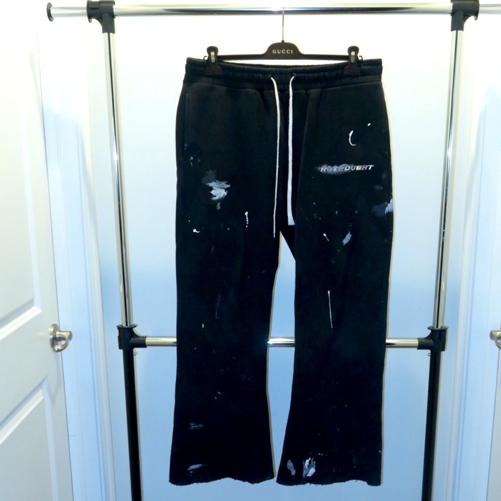 Retrovert Black Sweatpants with Paint Splatter